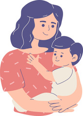 Obraz premium Mother lovingly embraces her child vector illustration
