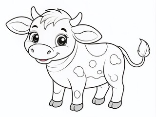 Fototapeta premium Cute Cartoon Baby Cow Coloring Page for Kids - Adorable Outline with Thick Lines, Perfect for Creative Fun