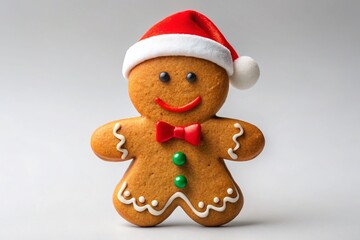 Cute Gingerbread Character with Santa Hat for Christmas Celebrations and Festive Decorations