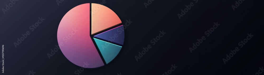 Poster vibrant pie chart on a dark background, highlighting data analysis and business statistics with colo