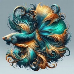 Ultra-Realistic 8K Illustration of a Betta Fish with Intricate Swirling Patterns, Ornate Fins, and Vibrant Colors, Inspired by Baroque Art and Nature’s Fluid Elegance