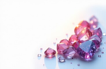 Lilac Crystalline Stones on White Background
