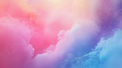 Obraz premium Abstract pastel clouds in pink, blue, and purple tones, creating a dreamy and ethereal atmosphere with twinkling stars..
