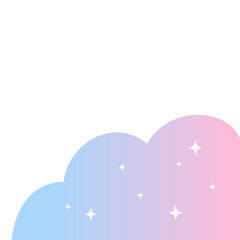 Gradient pink blue cloud corner border frame. Flat decorative vector design isolated illustration.