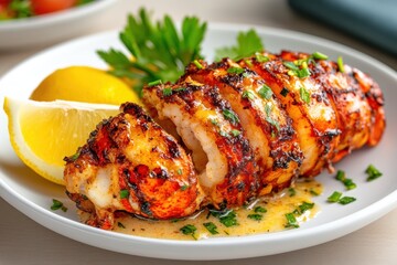 Delicious Garlic Butter Lobster Tail with Lemon