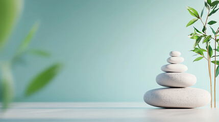 Serenity in balance a minimalist arrangement of stones and bamboo for tranquil spaces