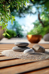Tranquil balance a serene scene of stones and nature in perfect harmony