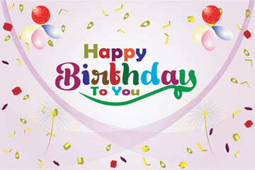 Happy birthday celebration, card design template. colorful typographic greeting cards, helium balloons, elegant vector illustration templates in simple  design. Happy Birthday Template.