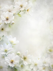 Fototapeta premium Watercolor white flower arrangement with soft blurred background
