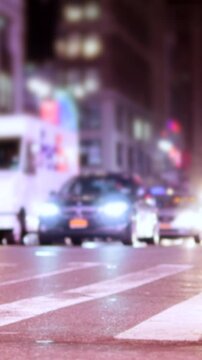 Witness the stunning scene of an emergency vehicle in action during the nighttime hours