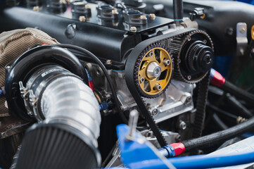 Detailed close-up of high-performance engine advanced automotive engineering image highlights...
