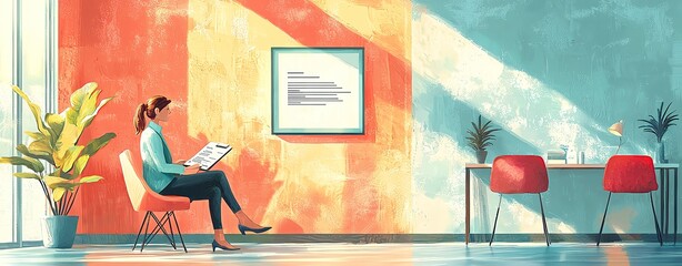 Woman reading in a modern, stylish room.