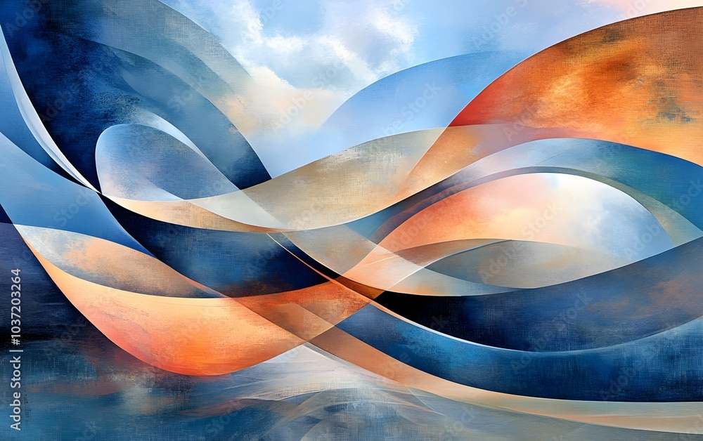 Poster colorful abstract background with flowing curves and smooth gradients, evoking a sense of tranquilit