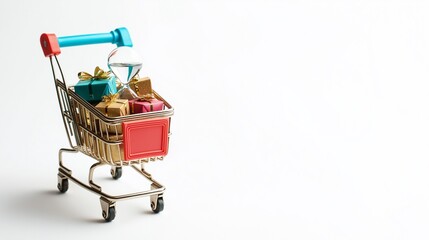 The single day concepts, Prominent number or date, Shopping cart, Discount tags, Gift boxes. Generative AI illustration.