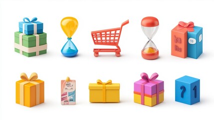The single day concepts, Prominent number or date, Shopping cart, Discount tags, Gift boxes. Generative AI illustration.