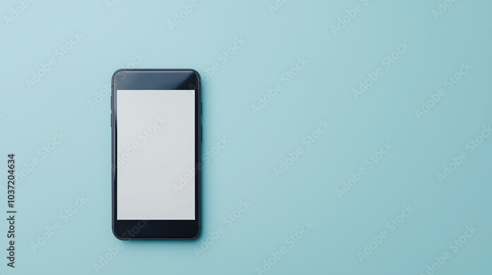 Poster minimalistic smartphone on a soft blue background a clean and modern design element for digital proj