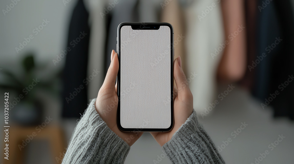 Poster a close-up view of a smartphone held in hands against a soft background signifying modern connectivi