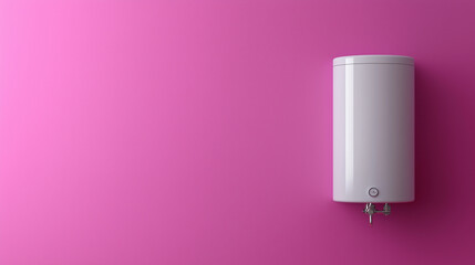 A clean white boiler on a striking purple backdrop, leaving room for text