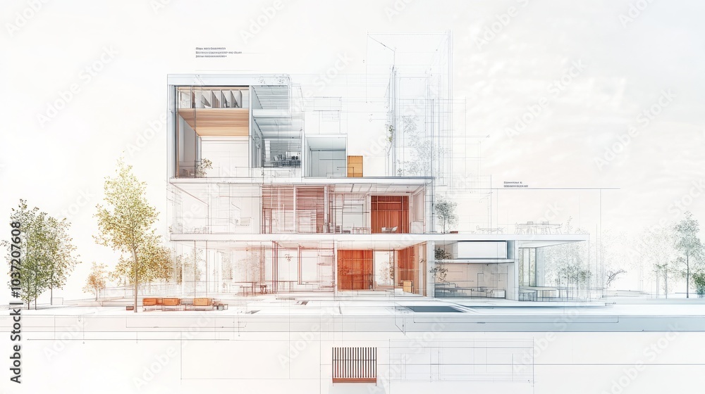 Aufkleber architectural design rendering showcasing a modern building structure.