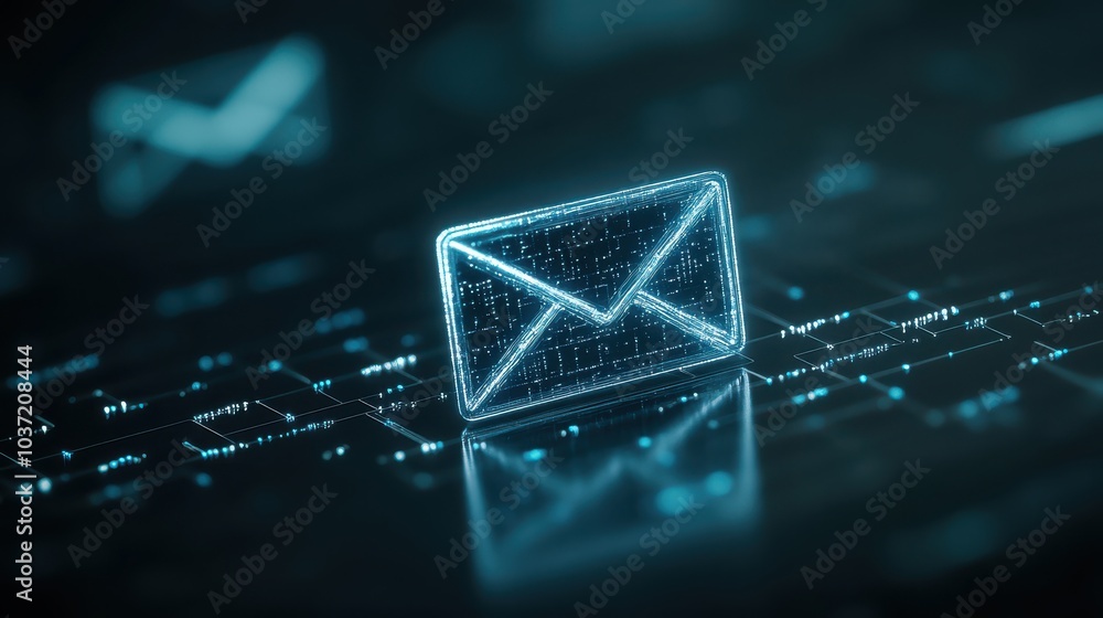 Poster Futuristic email icon representing digital communication and connectivity in a tech-driven world