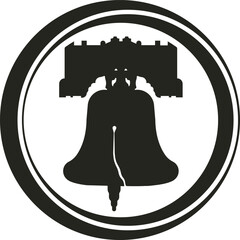A striking vector design of the Liberty Bell features its iconic cracked silhouette, set against a backdrop of stars and stripes, symbolizing freedom and American heritage.