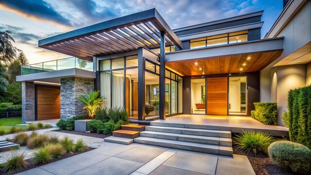 Elegant Entrance with Windfang and Aluminum Profiles - Modern Family Home Design