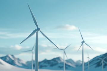 Fototapeta premium Harnessing renewable energy the rise of wind turbines amidst majestic mountain landscapes