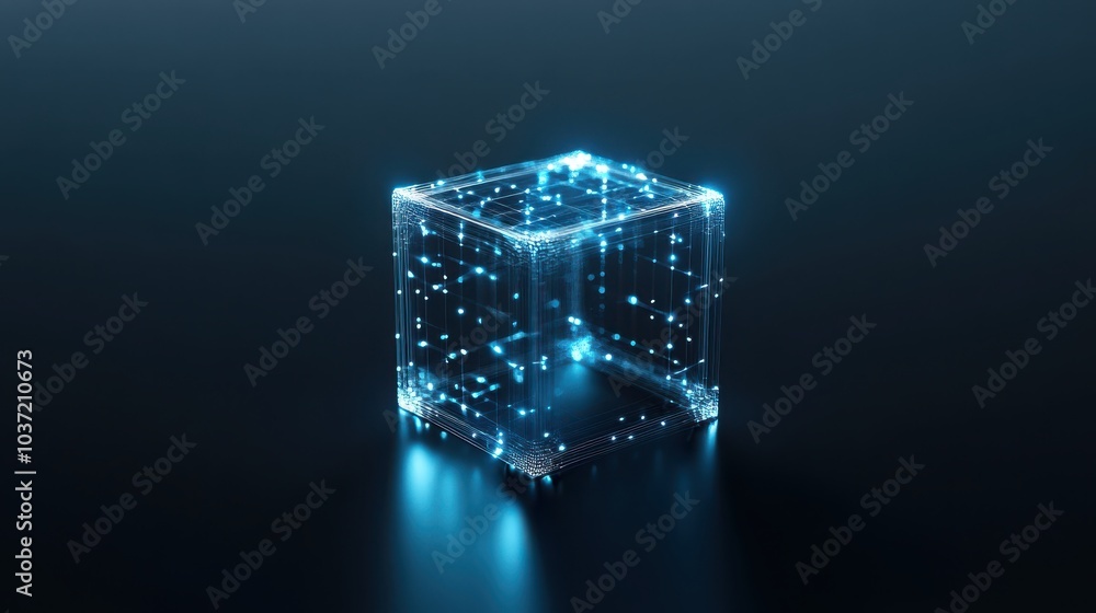 Aufkleber Illuminated digital cube a futuristic representation of data and technology in a virtual space