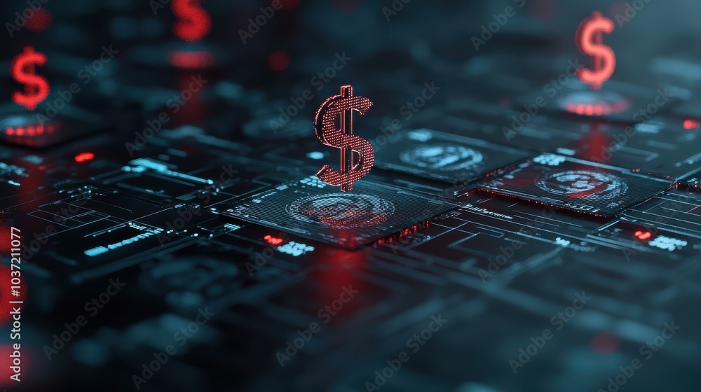 Poster exploring the intersection of digital finance and technology in modern currency systems