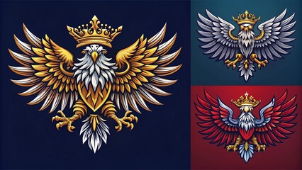 Obraz premium Elegant Royal Eagle Logo Set for Branding and Business Identity Creation