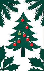Fototapeta premium holly berries adorn festive pine tree christmas season