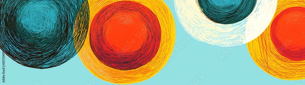 Poster vibrant abstract circles in bold colors create a dynamic composition perfect for modern art and desi