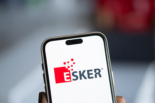 Dhaka, Bangladesh- 19 Oct 2024: Esker logo is displayed on smartphone.