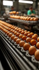 Eggs being sorted in a factory.