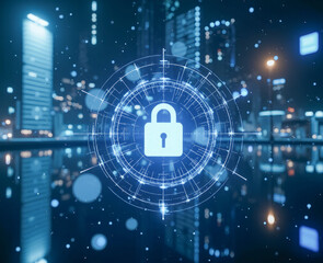 padlock in virtual reality, a concept of data protection on the network