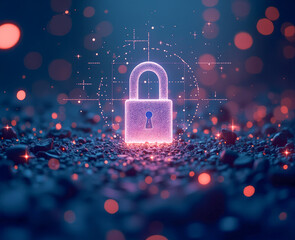 padlock in virtual reality, a concept of data protection on the network