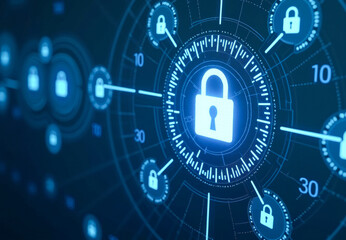 Obraz premium padlock in virtual reality, a concept of data protection on the network