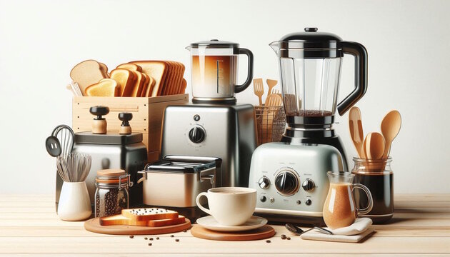 various Kitchen Appliances and Accessories on countertop