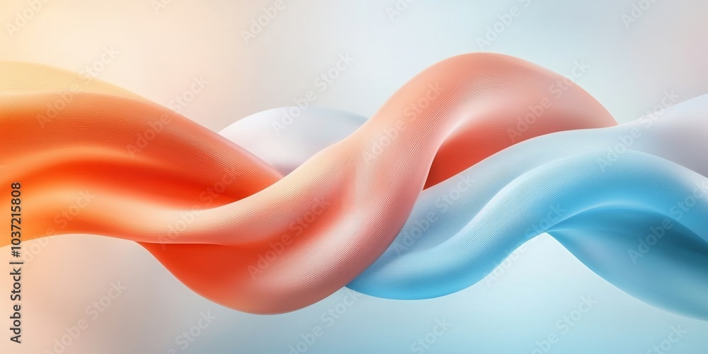 Poster abstract waves of orange and blue intertwine harmoniously, creating a visually captivating flowing d
