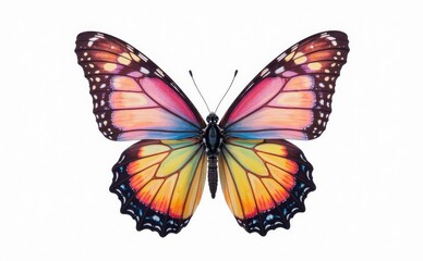 Obraz premium colorful butterfly, butterfly on whit background, flying butterfly, butterfly isolated on white background