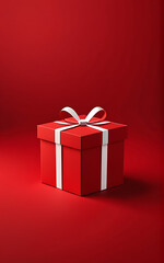 red gift box design features minimalist concept dark red background isolated rendering holidays