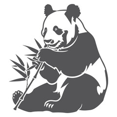 Panda Eating Bamboo. Panda Silhouette
