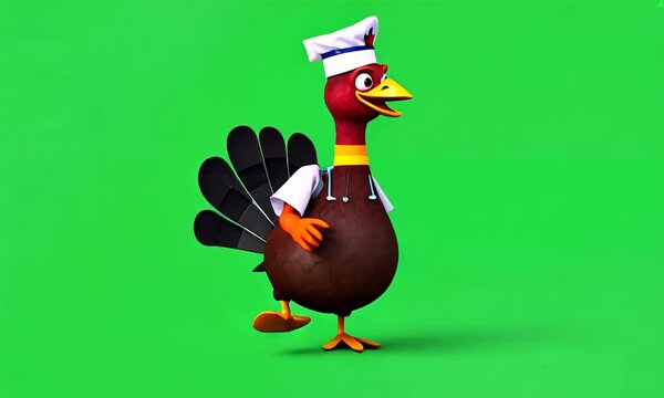 Cartoon turkey as a chef.