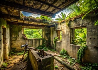 Fototapeta premium Exploring a Japanese WW2 Machine Gun Bunker on Gili Trawangan - Historical Insights and Architecture