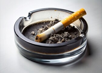 Extinguished Cigarette in Ashtray - Smoking Cessation Concept and Unhealthy Habit Awareness