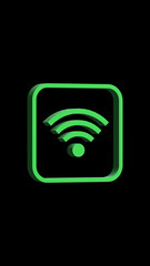 green wi fi icon on black