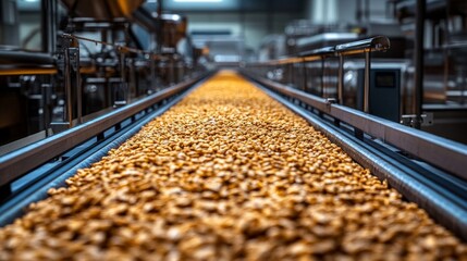 Fototapeta premium Oats moving through an industrial dryer.