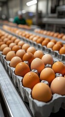 Packed eggs in a factory setting.