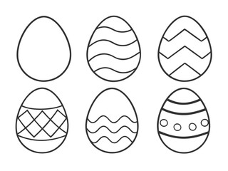 Minimalist Easter Egg Vector Set with Unique Line Patterns for Festive Designs