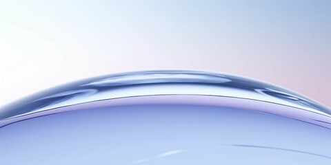 抽象背景横長バナー。水色と薄紫のガラス風の曲線のクローズアップ
